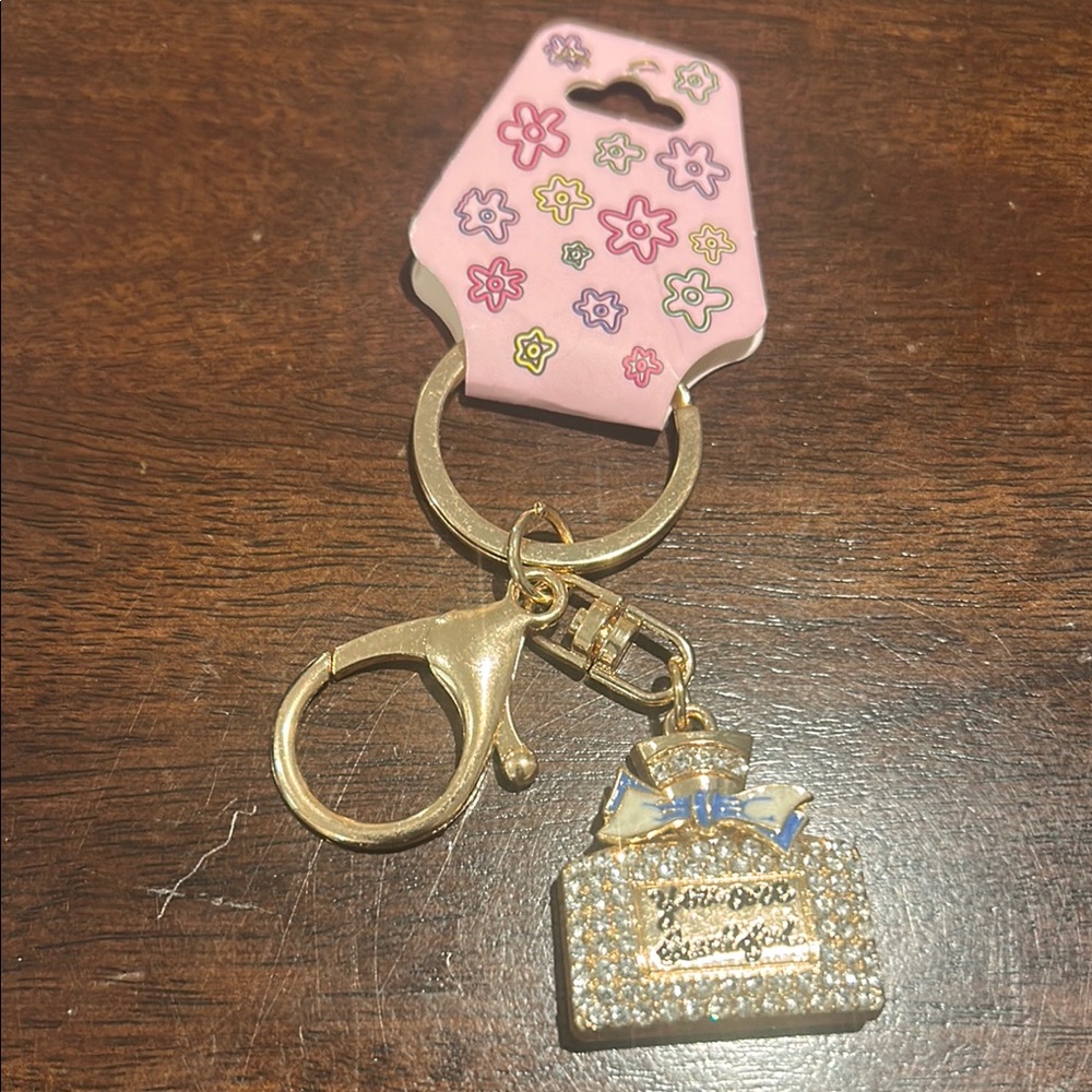You Are Beautiful Gold Crystal Keychain / Bag Charm